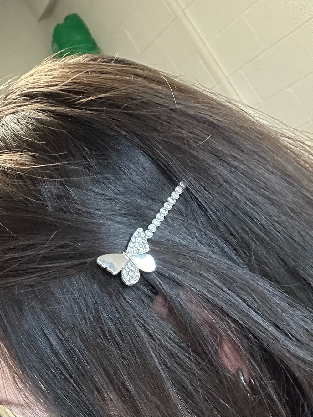 Silver Butterfly Crystal Hair Clip for Women